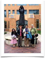 In front of the building are L to R: Faith Powell, Raqui, Janine Ramsey & Jeanette Powell